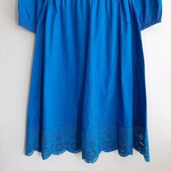 GUILLAUME Shirt Midi Dress w/ Scalloped Eyelet Hem Blue Sz S - Picture 12 of 14